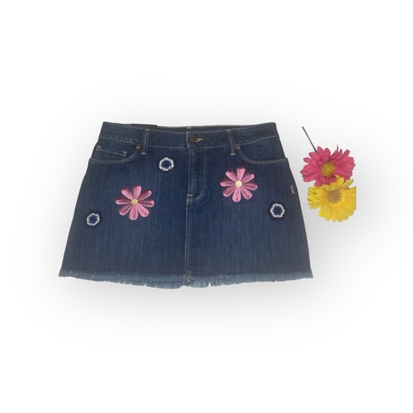 new Genetic Denim ☻ Festival Flower Patch Denim Mini Skirt ☻ Studio City ☻ 25 - Picture 3 of 16